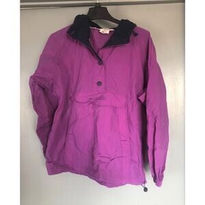 Vintage Hooded Windbreaker Columbia Jacket Women's Purple Navy Pouch Pocket